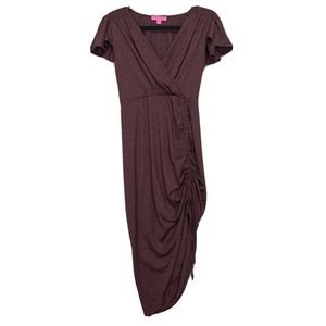 Betsey Johnson Women’s Ruched Midi Burgundy Dress New Size Small